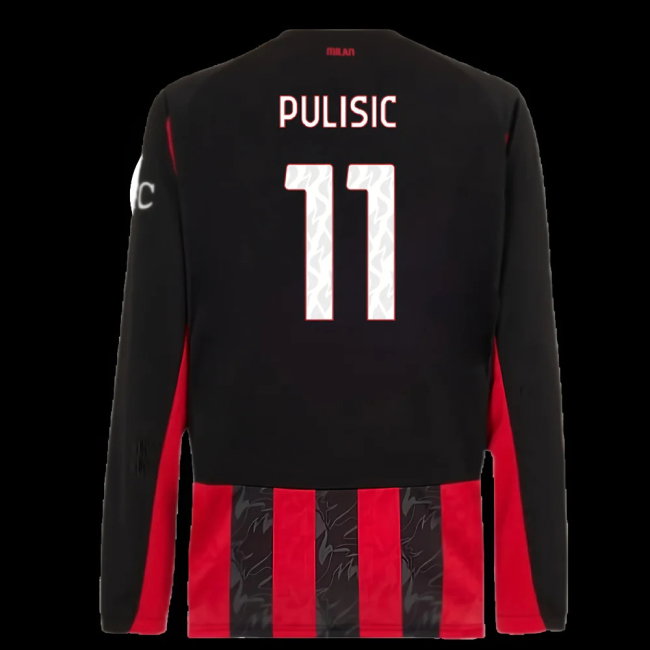 2025-2026 AC Milan Long Sleeve Home Shirt (Pulisic 11)