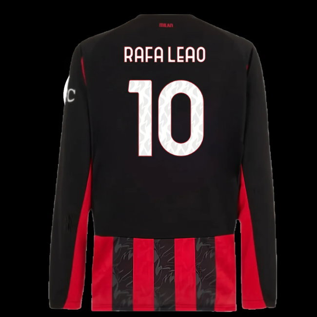 2025-2026 AC Milan Long Sleeve Home Shirt (Rafa Leao 10)
