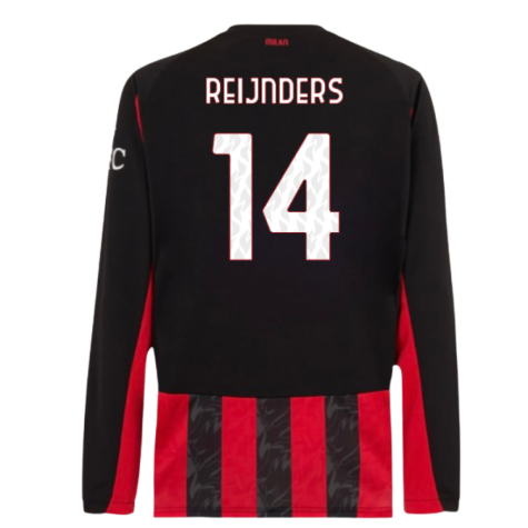 2025-2026 AC Milan Long Sleeve Home Shirt (Reijnders 14)