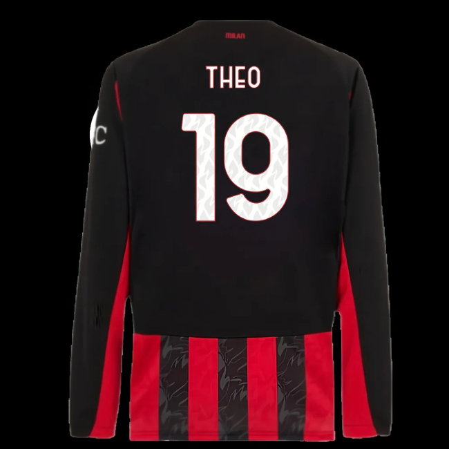 2025-2026 AC Milan Long Sleeve Home Shirt (Theo 19)
