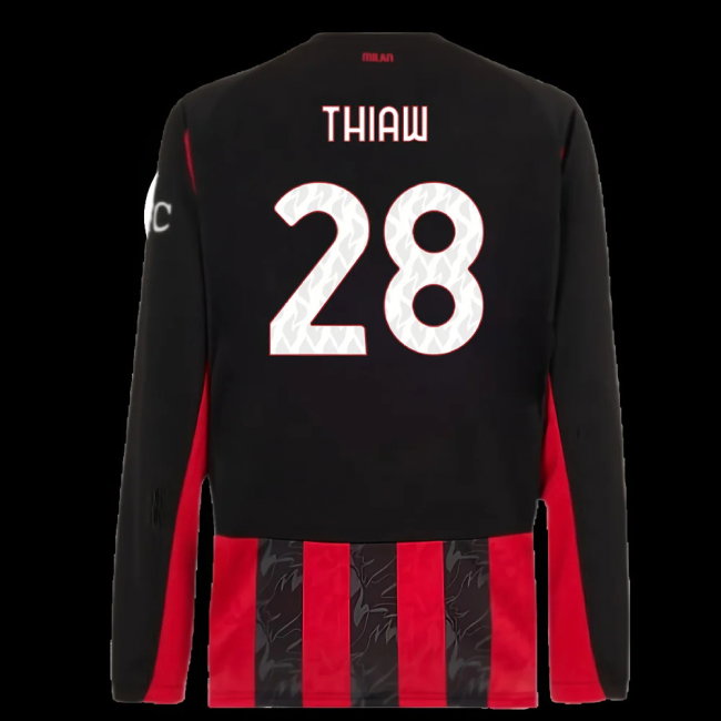 2025-2026 AC Milan Long Sleeve Home Shirt (Thiaw 28)