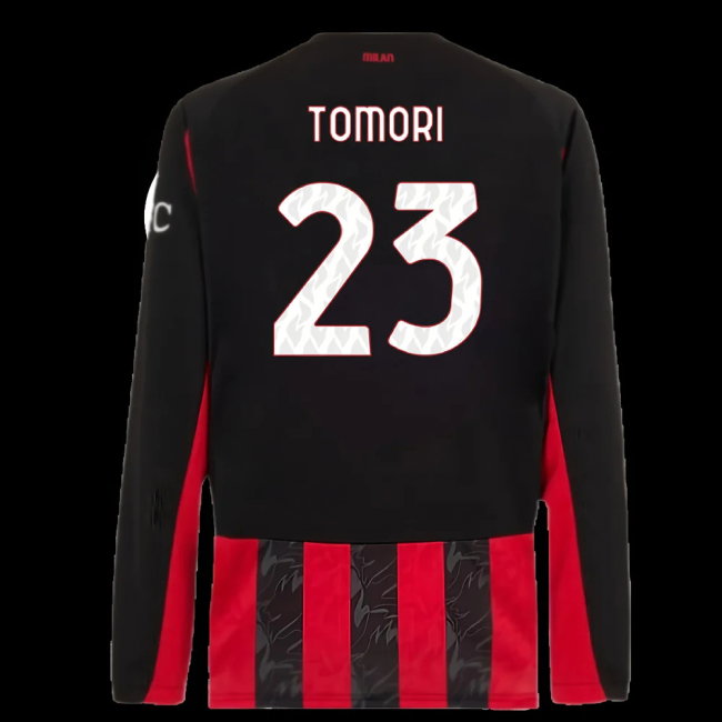 2025-2026 AC Milan Long Sleeve Home Shirt (Tomori 23)