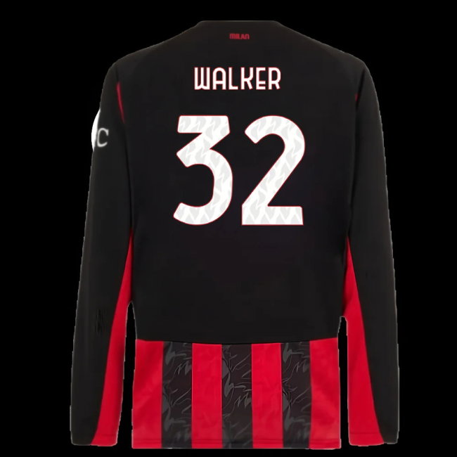 2025-2026 AC Milan Long Sleeve Home Shirt (Walker 32)