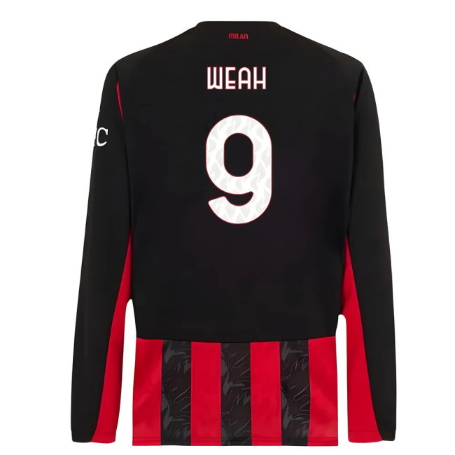 2025-2026 AC Milan Long Sleeve Home Shirt (Weah 9)