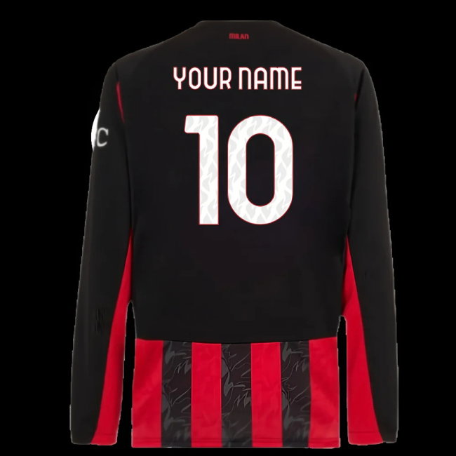 2025-2026 AC Milan Long Sleeve Home Shirt (Your Name)