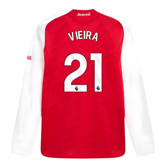 2025-2026 Arsenal Authentic Long Sleeve Home Shirt (Vieira 21)