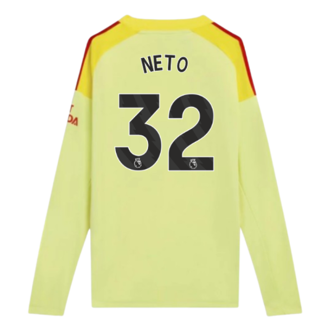 2025-2026 Arsenal Home Goalkeeper Shirt (Yellow) - Kids (Neto 32)