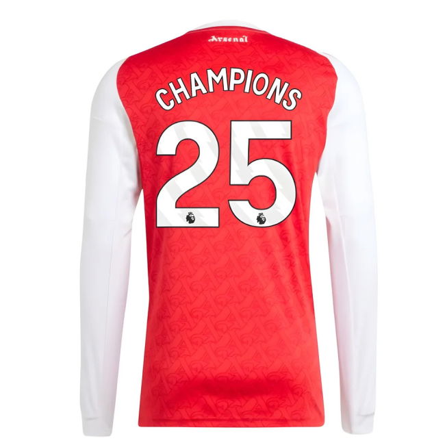 2025-2026 Arsenal Long Sleeve Home Shirt (Champions 25)