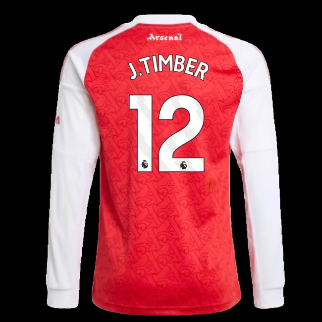 2025-2026 Arsenal Long Sleeve Home Shirt (Kids) (J.Timber 12)