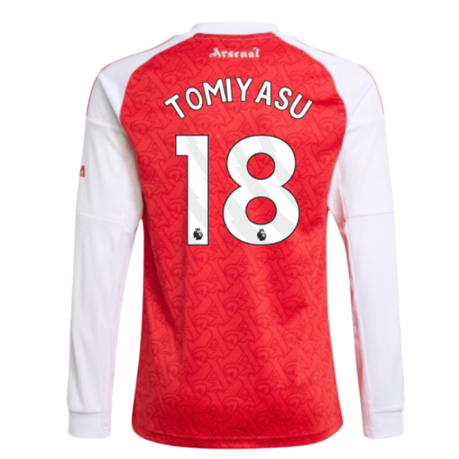 2025-2026 Arsenal Long Sleeve Home Shirt (Kids) (Tomiyasu 18)