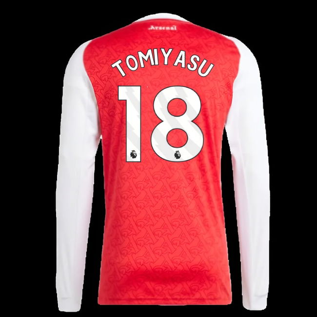 2025-2026 Arsenal Long Sleeve Home Shirt (Tomiyasu 18)