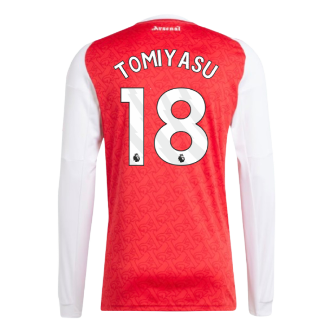 2025-2026 Arsenal Long Sleeve Home Shirt (Tomiyasu 18)