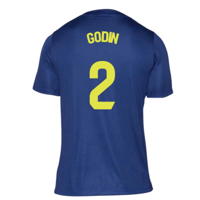 2025-2026 Atletico Madrid Pre-Match Shirt (Blue-Yellow) (Godin 2)