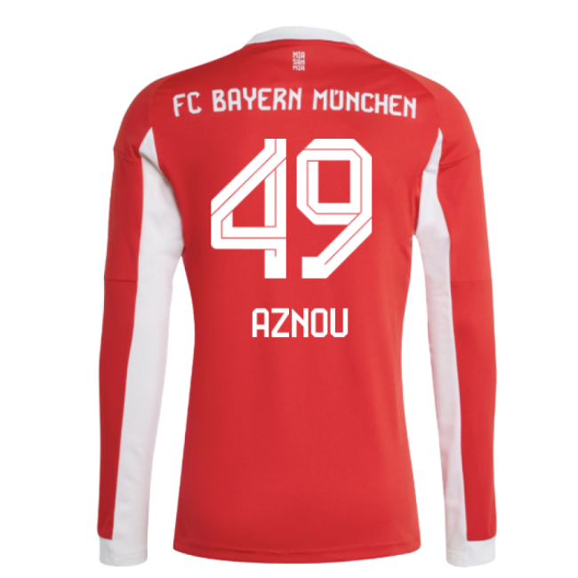 2025-2026 Bayern Munich Long Sleeve Home Shirt (Aznou 49)