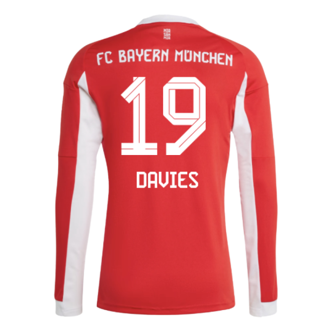 2025-2026 Bayern Munich Long Sleeve Home Shirt (Davies 19)