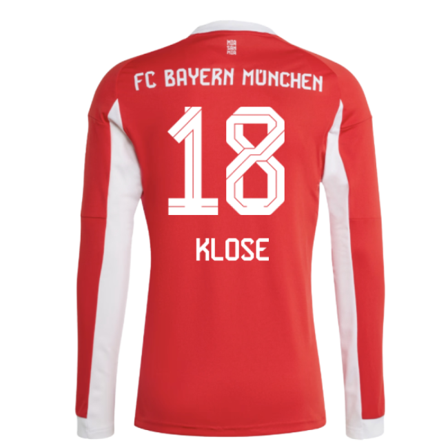 2025-2026 Bayern Munich Long Sleeve Home Shirt (Klose 18)
