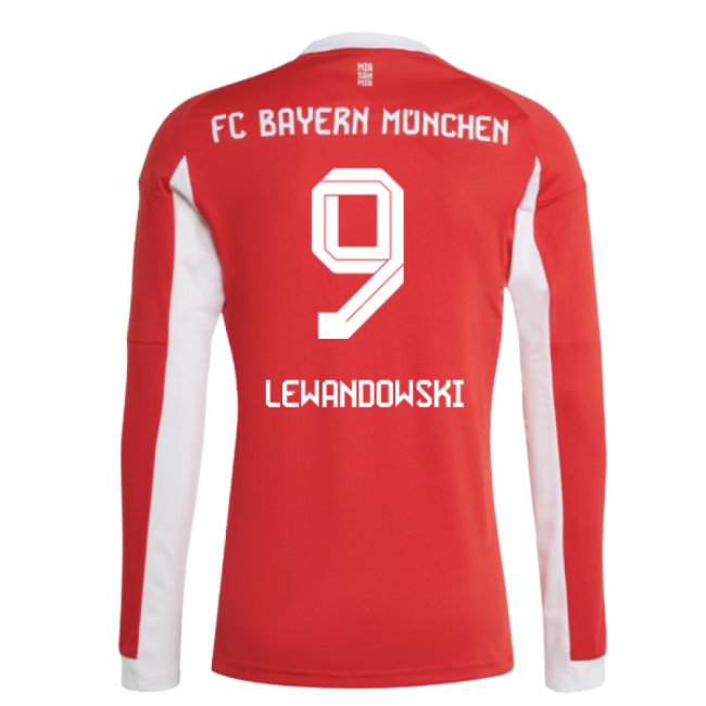 2025-2026 Bayern Munich Long Sleeve Home Shirt (Lewandowski 9)
