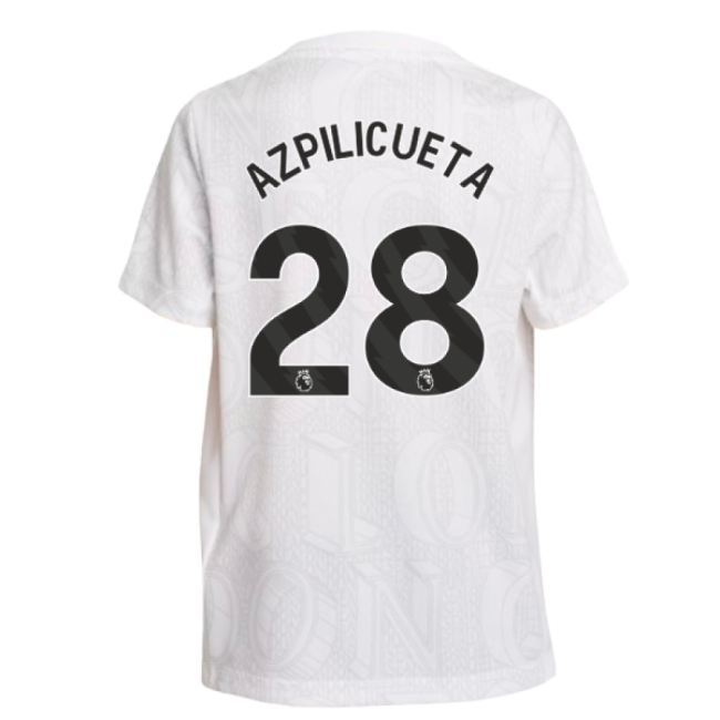 2025-2026 Chelsea Pre-Match Shirt (White) - Kids (Azpilicueta 28)