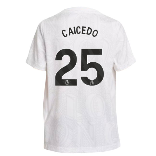2025-2026 Chelsea Pre-Match Shirt (White) - Kids (Caicedo 25)