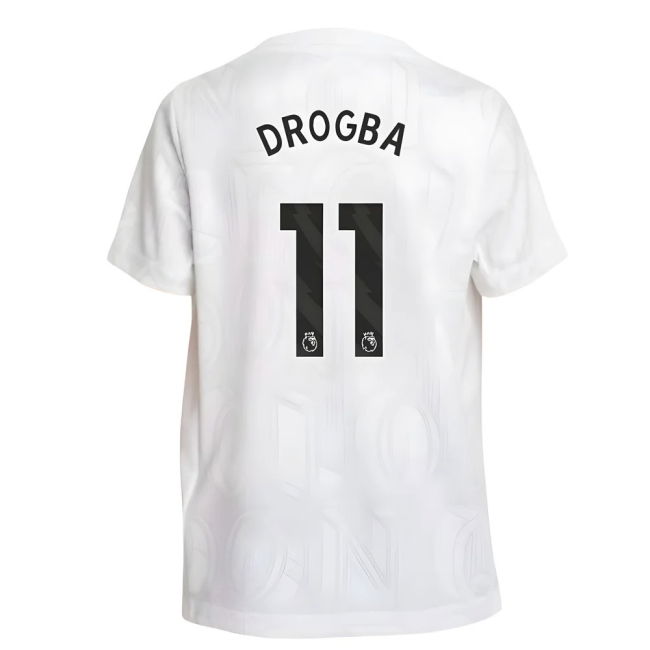 2025-2026 Chelsea Pre-Match Shirt (White) - Kids (Drogba 11)