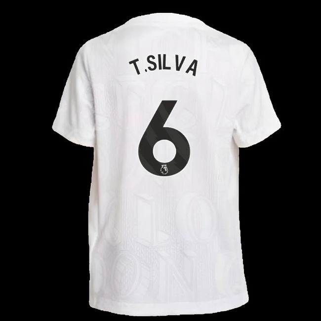 2025-2026 Chelsea Pre-Match Shirt (White) - Kids (T.Silva 6)