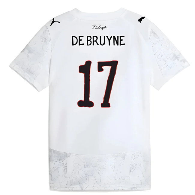 2025-2026 KIDSUPER x Manchester City CWC Away Shirt (White) - Kids (De Bruyne 17)