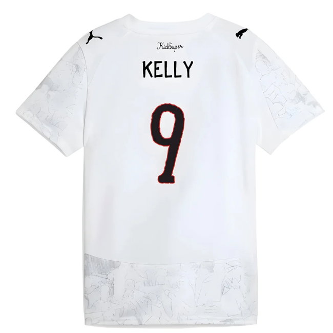 2025-2026 KIDSUPER x Manchester City CWC Away Shirt (White) - Kids (Kelly 9)