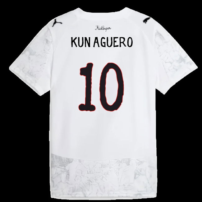 2025-2026 KIDSUPER x Manchester City CWC Away Shirt (White) - Kids (Kun Aguero 10)