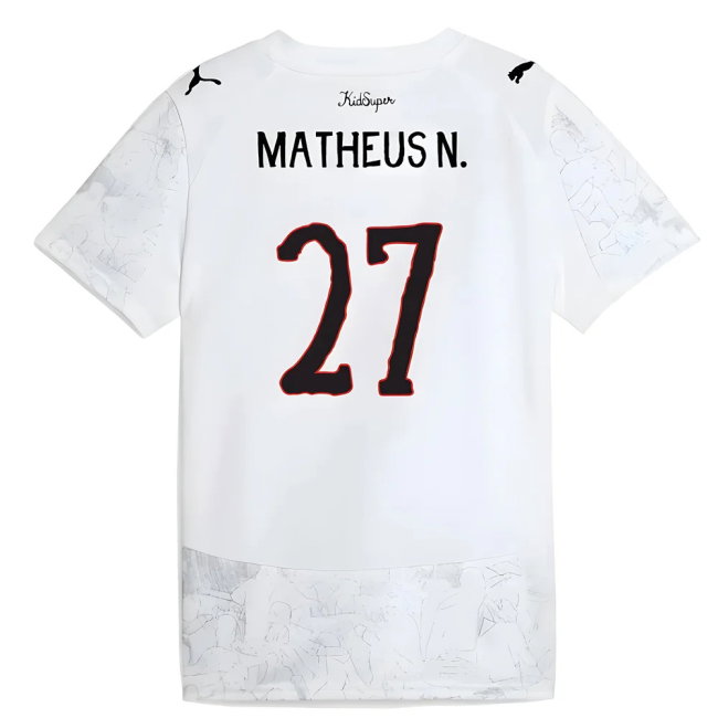 2025-2026 KIDSUPER x Manchester City CWC Away Shirt (White) - Kids (Matheus N. 27)