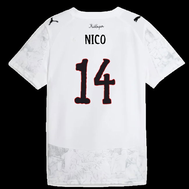 2025-2026 KIDSUPER x Manchester City CWC Away Shirt (White) - Kids (Nico 14)