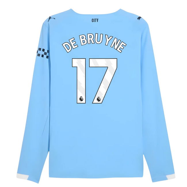 2025-2026 Man City Authentic Long Sleeve Home Shirt (De Bruyne 17)
