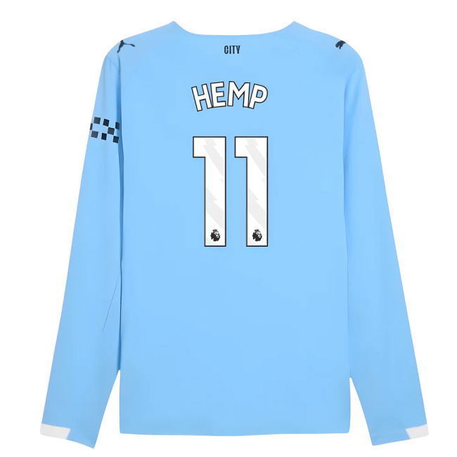 2025-2026 Man City Authentic Long Sleeve Home Shirt (Hemp 11)