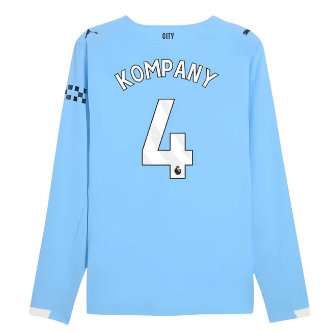 2025-2026 Man City Authentic Long Sleeve Home Shirt (Kompany 4)