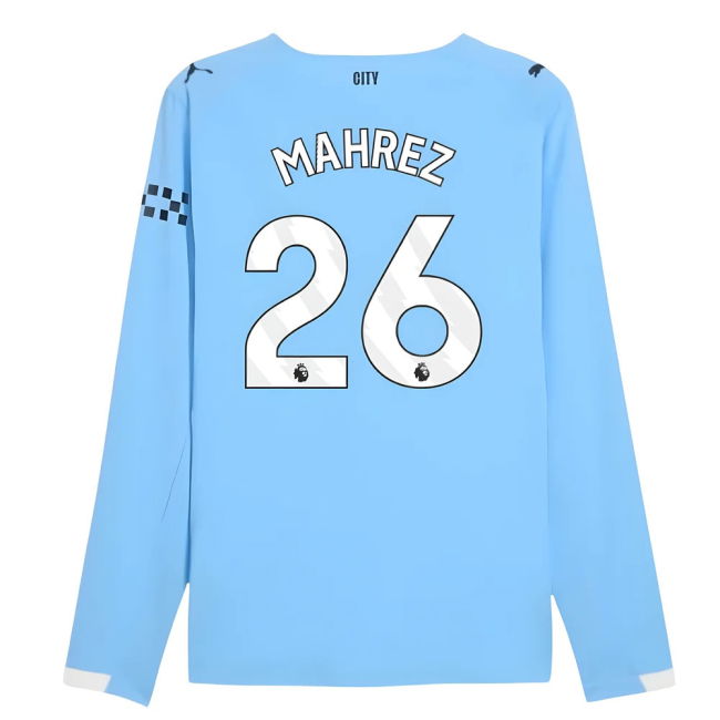 2025-2026 Man City Authentic Long Sleeve Home Shirt (Mahrez 26)
