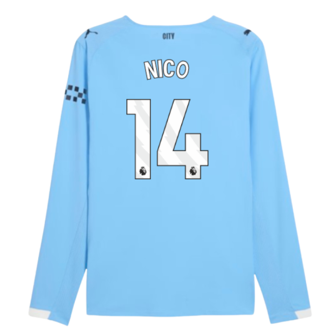 2025-2026 Man City Authentic Long Sleeve Home Shirt (Nico 14)