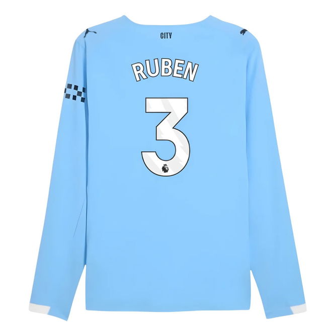 2025-2026 Man City Authentic Long Sleeve Home Shirt (Ruben 3)