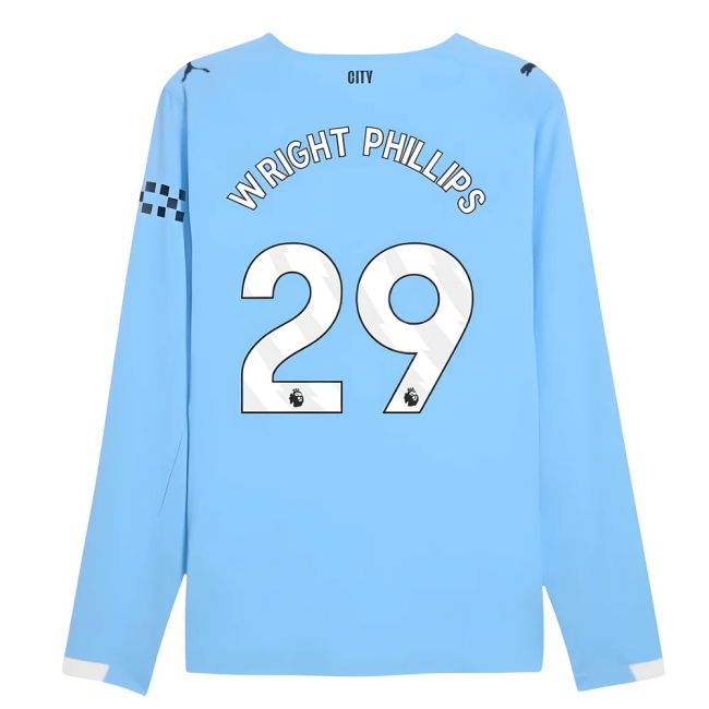2025-2026 Man City Authentic Long Sleeve Home Shirt (Wright Phillips 29)