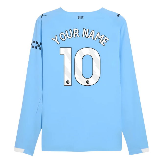 2025-2026 Man City Authentic Long Sleeve Home Shirt (Your Name)