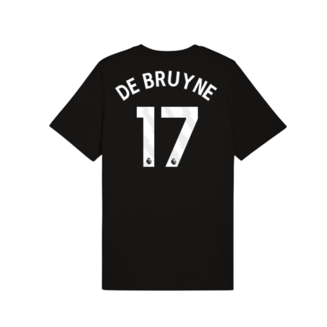 2025-2026 Man City FtblESS Tee (Black) (De Bruyne 17)
