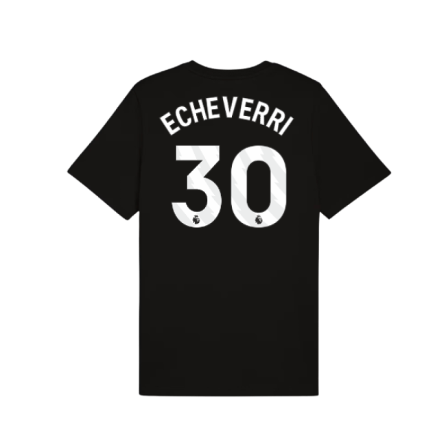 2025-2026 Man City FtblESS Tee (Black) (Echeverri 30)