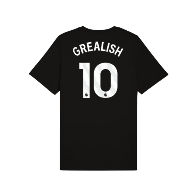 2025-2026 Man City FtblESS Tee (Black) (Grealish 10)