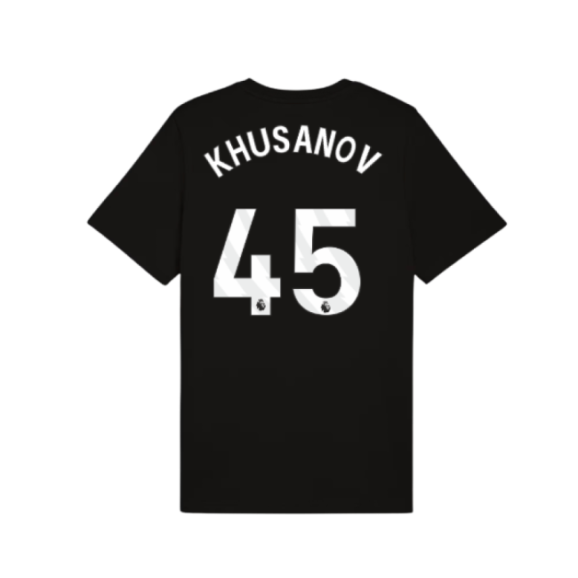 2025-2026 Man City FtblESS Tee (Black) (Khusanov 45)