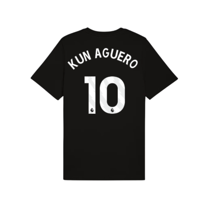 2025-2026 Man City FtblESS Tee (Black) (Kun Aguero 10)