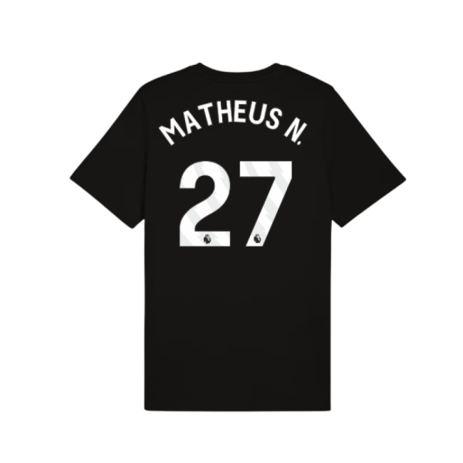 2025-2026 Man City FtblESS Tee (Black) (Matheus N. 27)