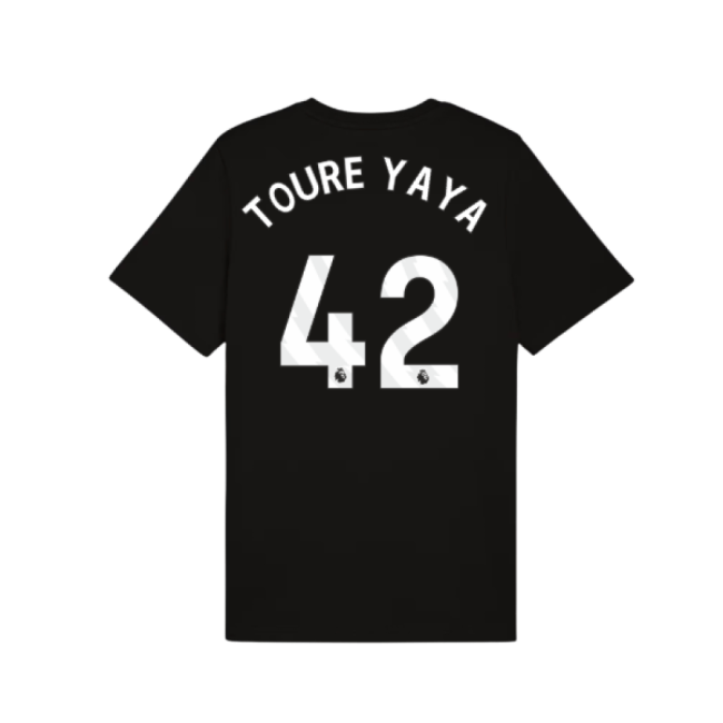 2025-2026 Man City FtblESS Tee (Black) (Toure Yaya 42)