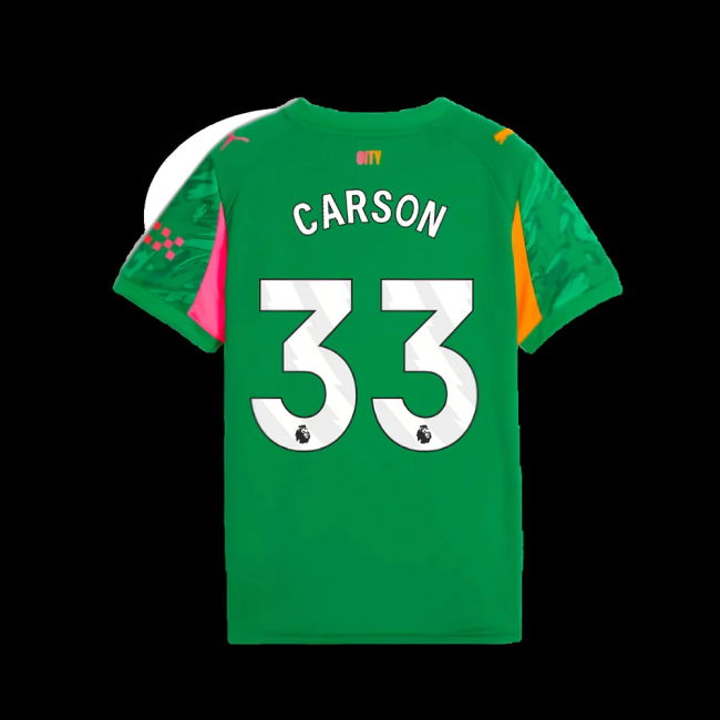 2025-2026 Man City Goalkeeper Away Shirt (Green) - Kids (Carson 33)