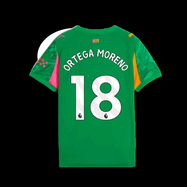 2025-2026 Man City Goalkeeper Away Shirt (Green) - Kids (Ortega Moreno 18)
