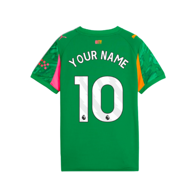 2025-2026 Man City Goalkeeper Away Shirt (Green) - Kids (Your Name)