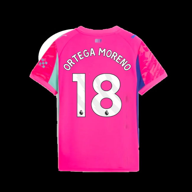 2025-2026 Man City Goalkeeper Home Shirt (Pink) - Kids (Ortega Moreno 18)