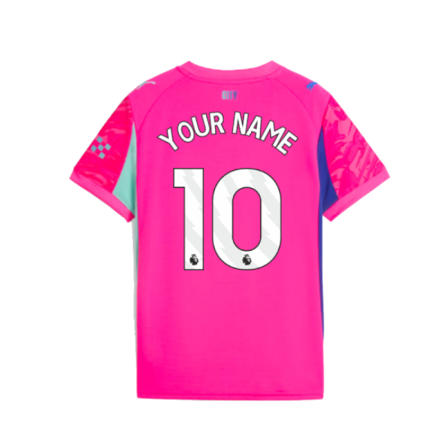 2025-2026 Man City Goalkeeper Home Shirt (Pink) - Kids (Your Name)